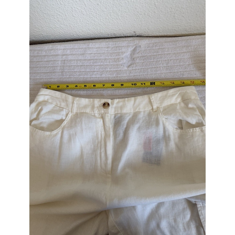 New Sincerely Jules Linen Cargo Pants XL White Wide Leg High Rise Linen Blend - Picture 14 of 16
